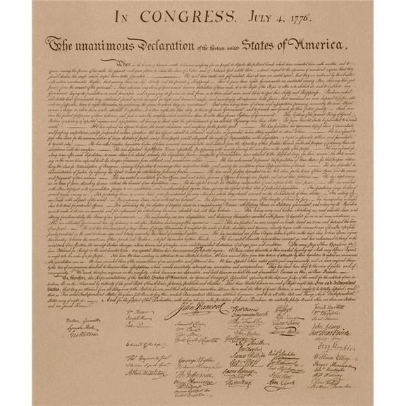 Vintage Copy of The United States Declaration of Independence Poster Print, 12 x 15
