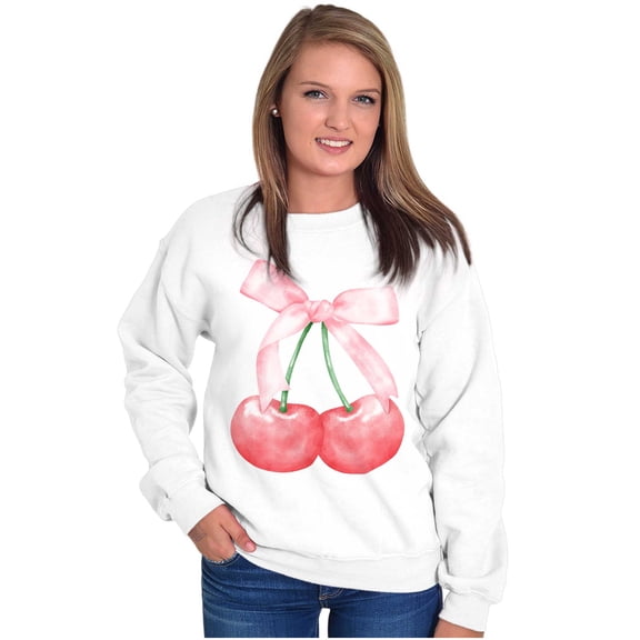 Vintage Coquette Cherries with Bow Women Crewneck Sweatshirt Brisco Brands S