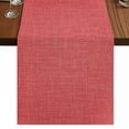 thumbnail image 1 of Vintage Coral Red Burlap Cotton Table Runner 13x90 Inches Long, Farmhouse Retro Solid Color Linen Texture Farmhouse Table Runners, Outdoor Dining Tablecloths Decor for Baby Shower/Party/Wedding, 1 of 8