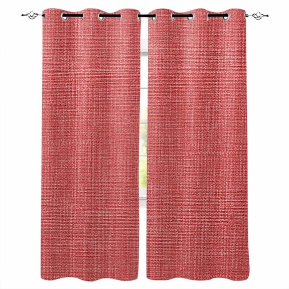 Vintage Coral Red Kitchen Curtains Farmhouse Retro Solid Color Linen Texture Cafe Short Curtains for Bathroom Blackout Window Curtain Small Window Treatment Drapes for Bedroom Living Room 42"x45"x2
