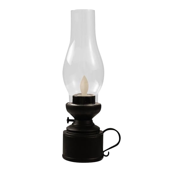 Vintage Cordless Table Lamp,Small Battery Powered Lights,Hand-Blown Glass Retro Farmhouse Lamp for Bedroom,Living Room,Dining Table,Kitchen(Black)