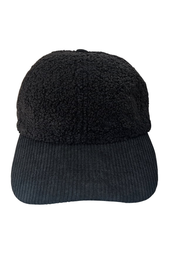 Unisex Corduroy and Sherpa Hat | Black