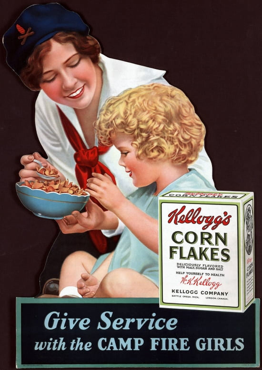 Vintage Corn Flakes Camp Fire Girls Promotional Ad Canvas Art - (36 x 54)