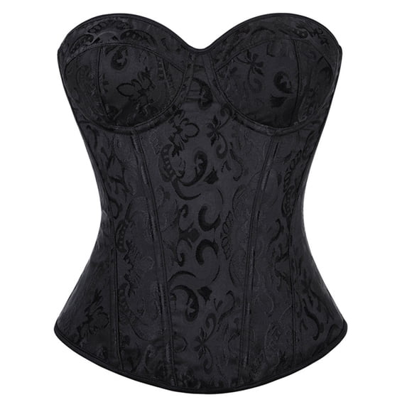 Vintage Corset Tops for Women Renaissance Shapewear Lace up Bustier | Elegant Overbust Shapewear Lingerie for Renaissance Fair, Gothic Party, Fairy, Halloween Cosplay Outfits, Black L