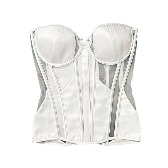 Vintage Corset Tops for Women Satin Waist Cincher Overbust Bustiers Strapless Open Back Renaisssance Corsets