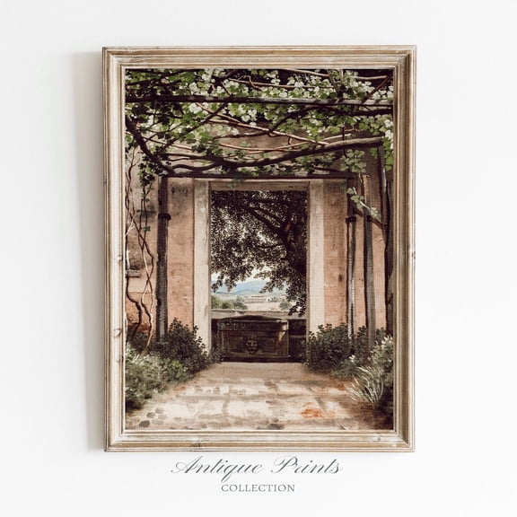 Vintage Cottage, European Antique Wall Art, Country Farmhouse Wall Decor, 831, Stretched Canvas Size 12x18