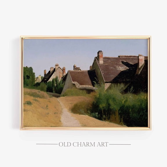 Vintage Cottage Landscape : Summer Countryside Art, Unframed Canvas Size 24x36
