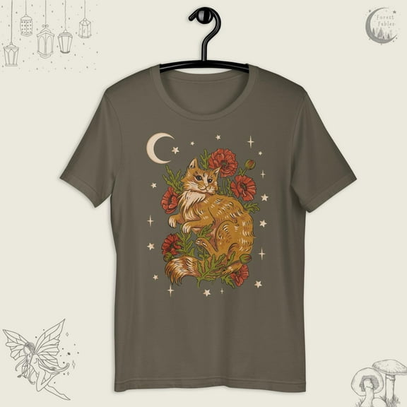 Vintage Cottagecore Cat Shirt, Cute Flower Kitty TShirt, Celestial T-Shirt, Pet Owner Gift Tee, Cat Lover Gift, Cat Parent Shirt