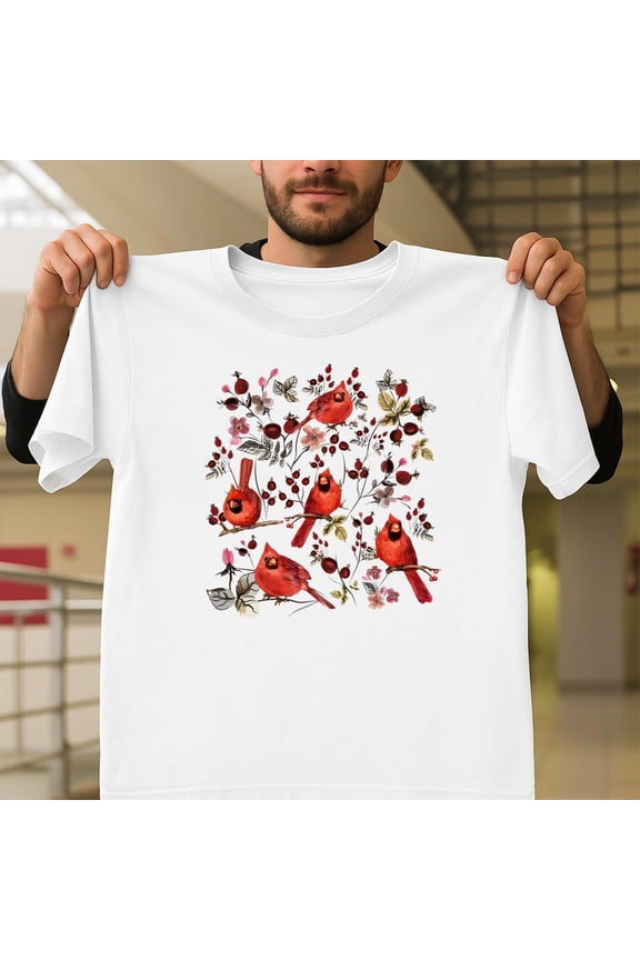 Vintage Cottagecore Wildflower Red Cardinal Goblincore, Nature Graphic V40852, for Men and Women, up to Size 5XL