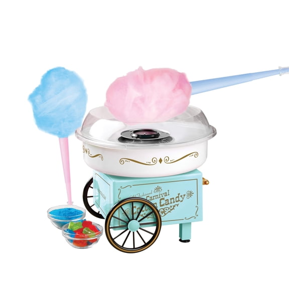 Vintage Cotton Candy Machine - Countertop Cotton Candy Maker With 2 Reusable Cones & 1 Sugar Scoop - Use Hard Candy or Sugar to Create Fluffy, Delicious Treats in Minutes-Pink