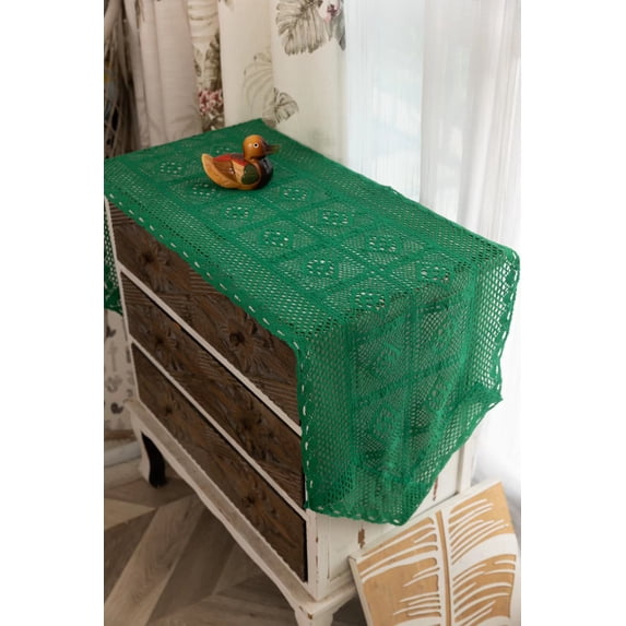 Vintage Cotton Handmade Crochet Table Runner Lace Table Cloth Doilies Doily Table Dresser Scarf Décor