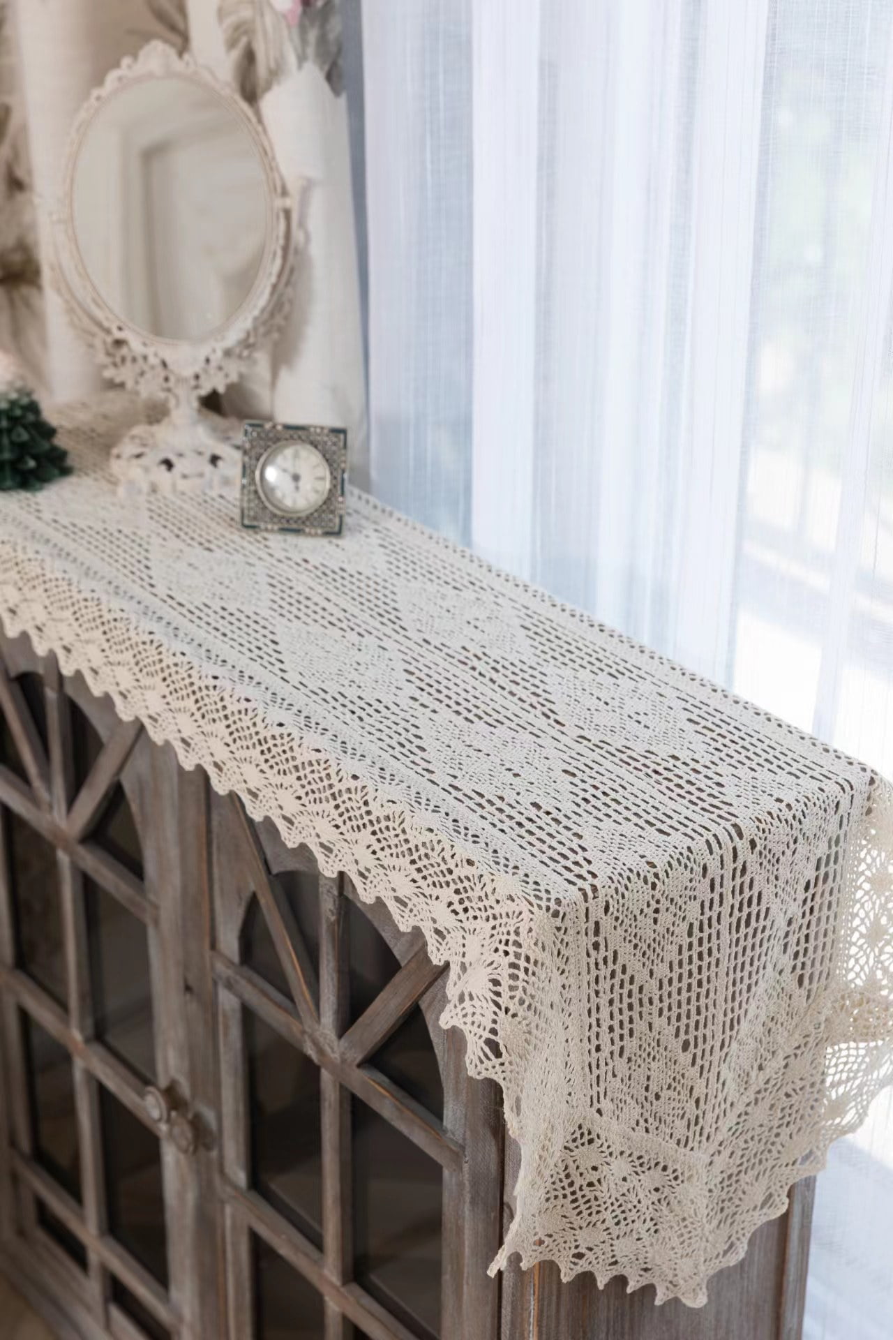 vintage crochet dresser scarf Vintage Cotton Handmade Crochet Table Runner Lace Table Cloth Doilies Doily Table Dresser Scarf Dcor