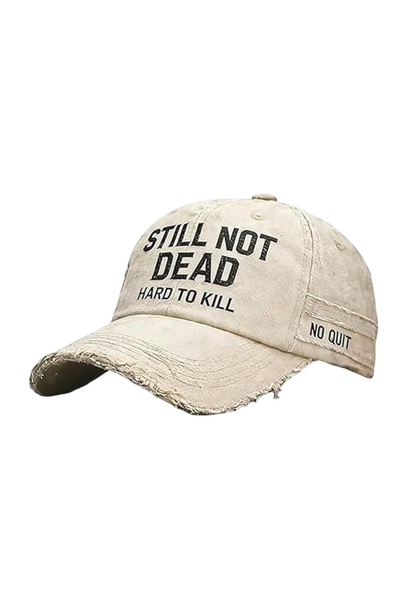 Vintage Cotton Washed Baseball Caps Unisex Still Embroidered Cap Distressed Washed Cotton Hat Adjustable No Quit Slogan Vintage Style Sun Hat Unstructured Low Profile Baseball Cap For Men & Women