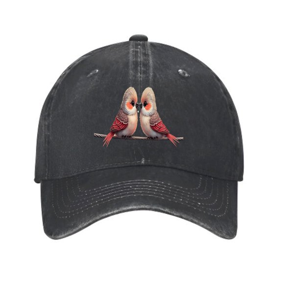 Vintage Cotton Washed Distressed Baseball Cap Birds Design - Unique Golf Dad Hat for Men & Women