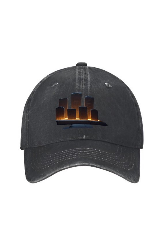 Vintage Cotton Washed Distressed Baseball Cap - Black Dad Hat with Unique Bar Graph Textured Fabric for Men & Women