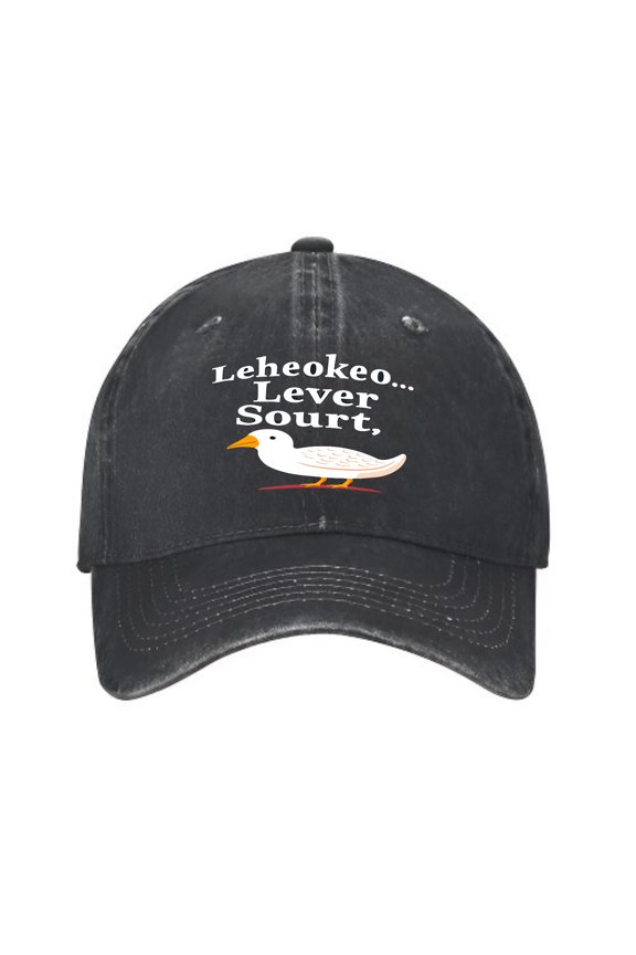 Vintage Cotton Washed Distressed Baseball Cap - Black with Playful Bird Design & Fun Text for Golf Lovers - Unisex Dad Hat