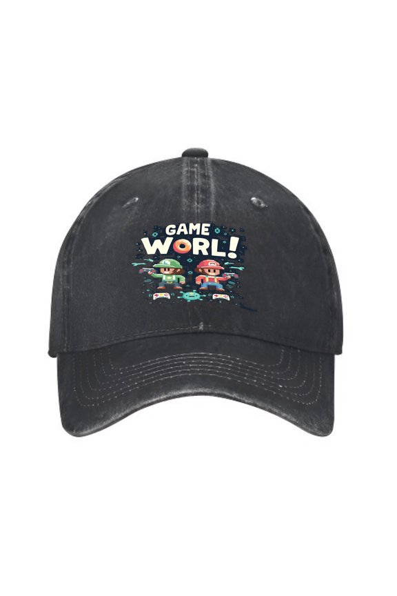 Vintage Cotton Washed Distressed Baseball Cap - Colorful Cartoon Characters & Game Controllers Design - Fun Golf Dad Hat for Men & Women