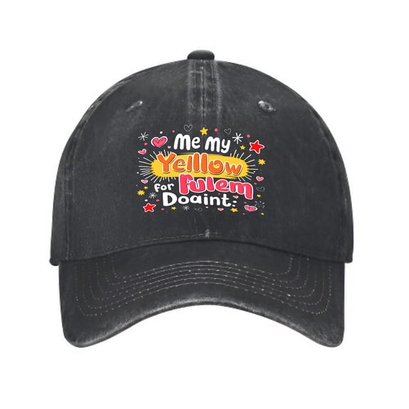 Vintage Cotton Washed Distressed Baseball Cap - Colorful Graphic Design with " Me my Yellow for Kalani Doaint? " - Adjustable Golf Dad Hat for Men & Women