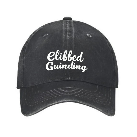 Vintage Cotton Washed Distressed Baseball Cap with Curved Brim & Ventilation Eyelets - " Elibbed Guiding " Text Design - Stylish Golf Dad Hat for Men & Women