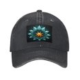 thumbnail image 1 of Vintage Cotton Washed Distressed Baseball Cap - Geometric Star Patch Design Teal & Blue Shapes Curved Bill Golf Dad Hat for Men & Women, 1 of 6