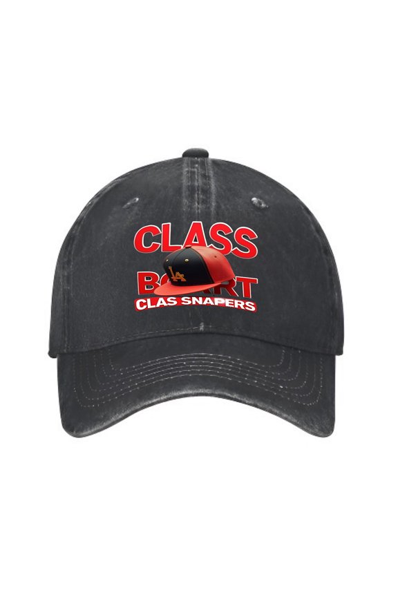 Vintage Cotton Washed Distressed Baseball Cap - Graphic Design with ' CLASS BART ' Text & Illustration - Stylish Golf Dad Hat for Men & Women