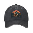 thumbnail image 1 of Vintage Cotton Washed Distressed Baseball Cap - Mountain Landscape Design with Pine Trees & River Orange Sun - Golf Dad Hat for Men & Women, 1 of 6