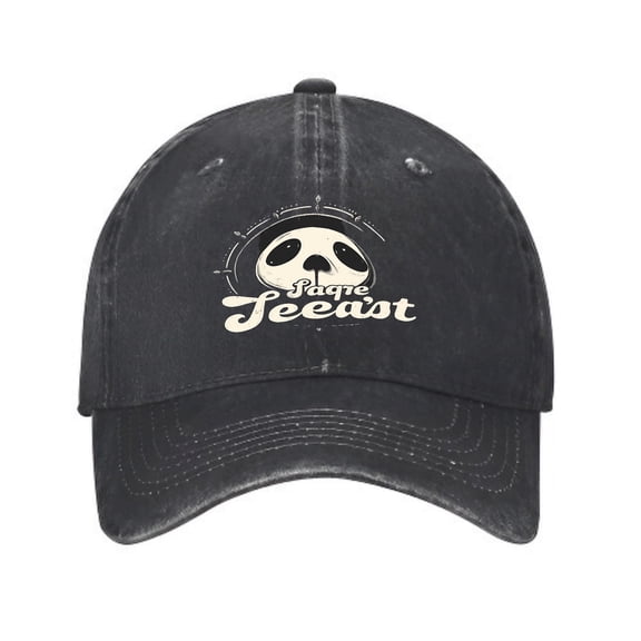 Vintage Cotton Washed Distressed Baseball Cap - Retro Panda Face Graphic Dad Hat for Men & Women