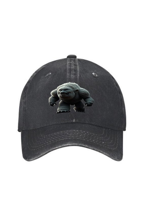 Vintage Cotton Washed Distressed Baseball Cap - Rugged Animated Character Design Adjustable Golf Dad Hat for Men & Women