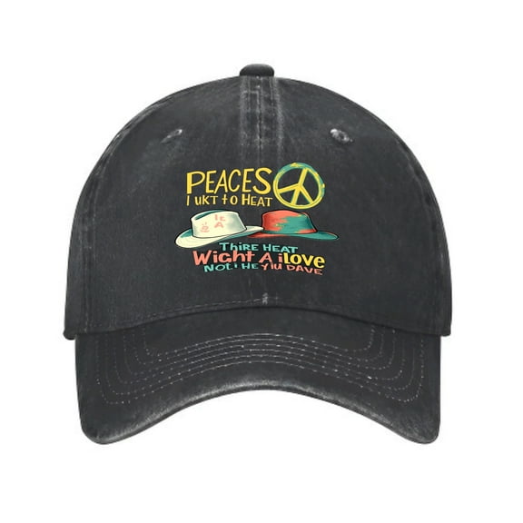 Vintage Cotton Washed Distressed Baseball Cap - Unique Dad Hat with Yellow Peace Symbol & Colorful Hat Design Perfect for Men & Women