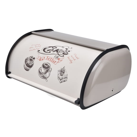 Vintage Countertop Roll Top Bread Box Bin Large Capacity Iron Metal Crusty Loaf Food Storage Holder Container for Home Kitchen Bakery, 13.6 inches / 34.5 cm