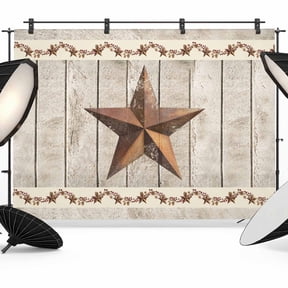 Vintage Country Backdrop for Photography, Rusty Metal Star Berry and Vine Wooden Planks Photo Backdrop Portrait Background Party Banner Photo Backgrounds for Studio Booth Props, 12x8ft