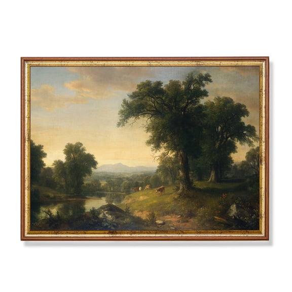 Vintage Country Cow Landscape Print, Unframed Paper Poster 8x10in