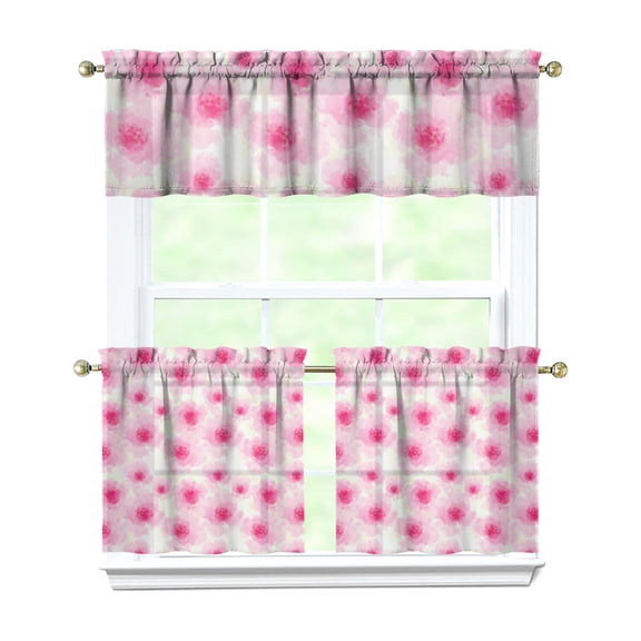 Vintage Country Curtains 24 Inch - 3 Panel Rustic Bloom Set with Bohemian Wildflowers, Rod Pocket