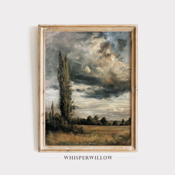 Vintage Country Moody Sky Sunset LT, ABLE Print, Stunning Scenic Field Trees Wall Art, Antique Landscape Decor Poster Decor, Size 8x12 UNFFRAMED F03.1.8l1800