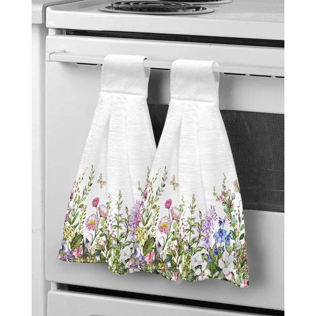 Vintage Country Plant White Rose Hand Towel Household Absorbent Kitchen