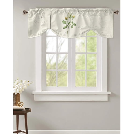 Vintage Country Plant White Rose Small Curtain Rod Pocket Short Curtains Home Decor Partition Cabinet Door Window Curtains