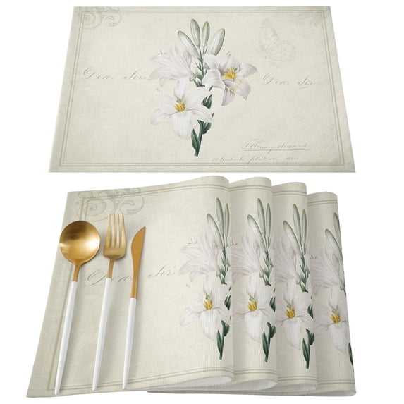 Vintage Country Plants Lilies Table Mat Wedding Holiday Party Dining Table Placemat Kitchen Accessories Table Napkin