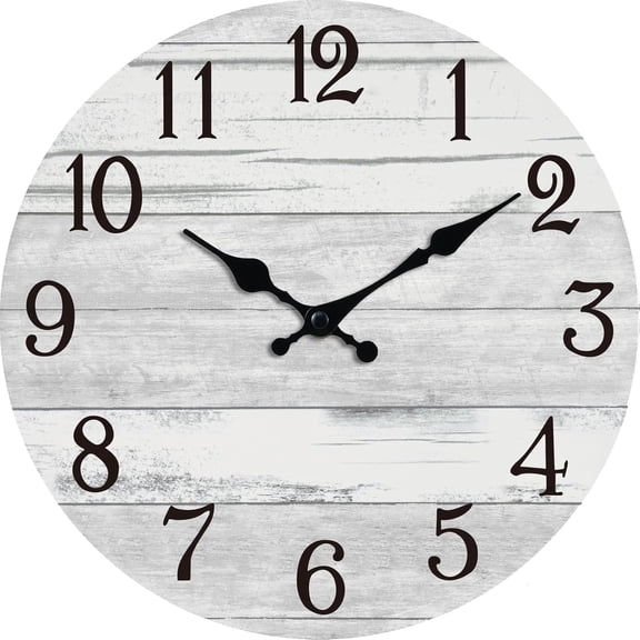 Vintage Country Rustic White Farmhouse Wall Clock 10 Inch Silent Non Ticking Battery Operated Home Decor Wall Clocks for Living Room, Bedroom, Kitchen