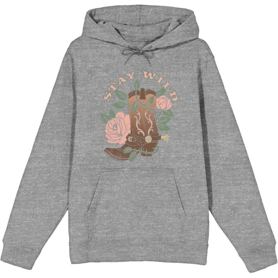 Vintage Country Stay Wild Adult Heather Gray Long Sleeve Hoodie-XXL