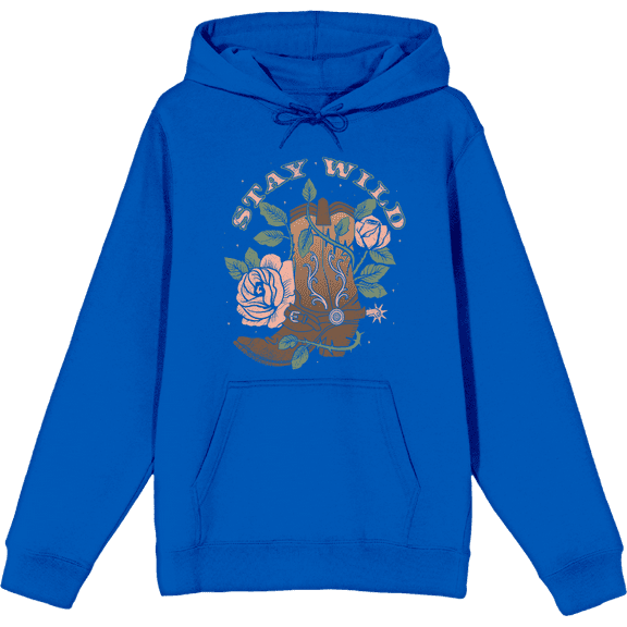 Vintage Country Stay Wild Long Sleeve Adult Hooded Sweatshirt-XL-Blue