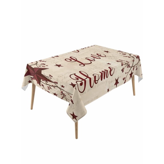 Vintage Country Table Cloth, Waterproof Tablecloth for Rectangle Tables, Vintage Rustic Texas Stars Plants Branch Reusable Washable Fabric Table Cover for Restaurant Kitchen Dining Tables 60"x120"
