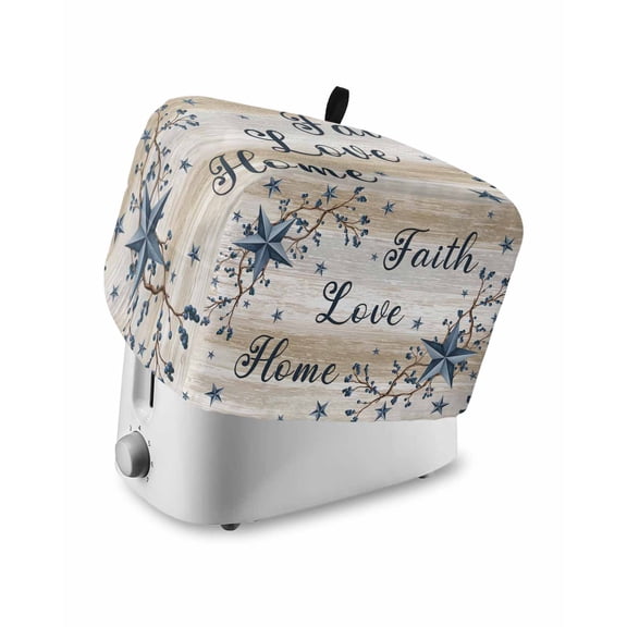 Vintage Country Toaster Cover 4 Slice, Large Kitchen Appliance Covers, Blue Rustic Texas Star Vines Wooden Grain Toaster Oven Cover with Loop, Bread Machine Cover Polyester Dust Cover Protection