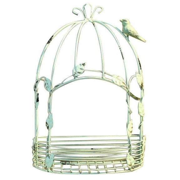 Vintage Country Wall Hanging Wire Iron Half Bird Cage Flower Pot Garden Decoration Retro Birdcage Storage Rack Pot A