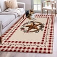 thumbnail image 1 of Vintage Country Washable Area Rug 2.7 x 5 ft Star Wreath Farmhouse Red Buffalo Plaid, Soft Non Slip Rugs Stain Repellent Indoor Felt Carpet for Living Dining Room Bedroom Home Office, 1 of 9