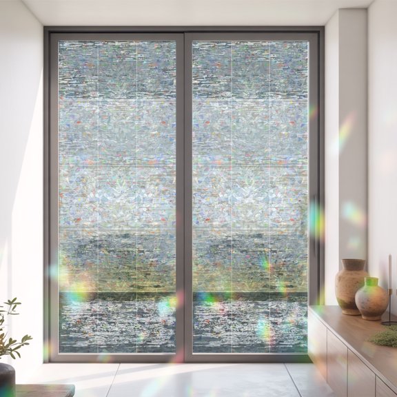 Vintage Country Wood Board Window Privacy Film,Decorative Windows Static Cling Farmhouse Wooden Plank Heat Control Removable Glass Sticker for Home Bathroom Bedroom Window Door,35.4x78.7in