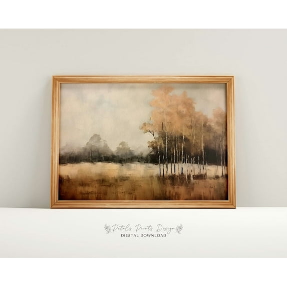 Vintage Countryside Landscape Print, Neutral Farmhouse Wall Art Home Decor #2000, Unframed Poster Size 8x12
