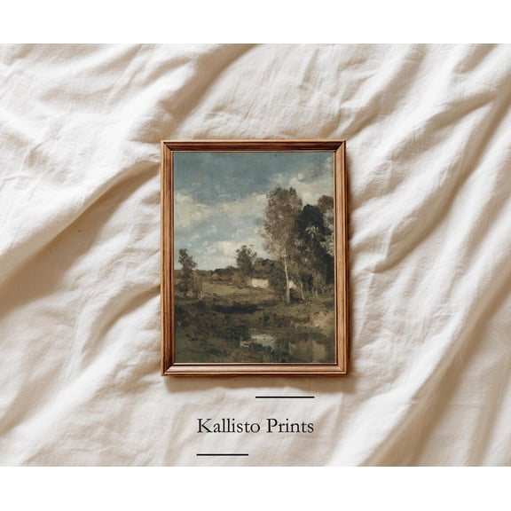 Vintage Countryside Landscape Print Poster Rustic Field and Trees with Reflections Antique for Classic Nature Wall Decor, Size 8x12 UNFFRAMED F03.1.6l2487