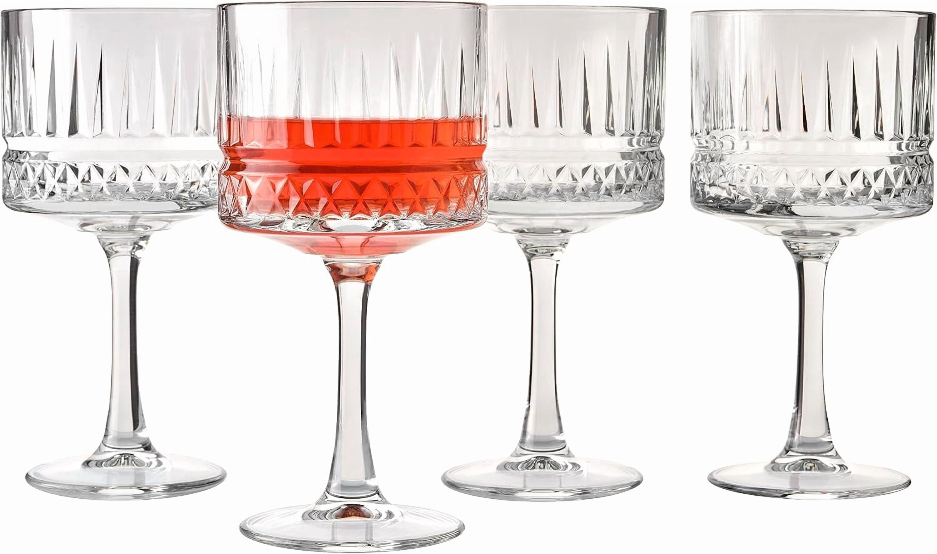 Vintage Coupe Glasses Set Of 4 - Exclusive Champagne, Cocktail, Martini, Wine Glasses - Long Stem Glassware - 8.8 oz - Perfect for Parties, Gifts, Housewarming, Weddings,Aniversary