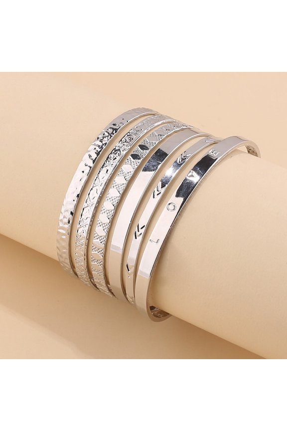 Vintage Couple Bracelets, Golden U-Shape Open Cuff Bracelet Set for Unisex, Iron Material, Individually Packed