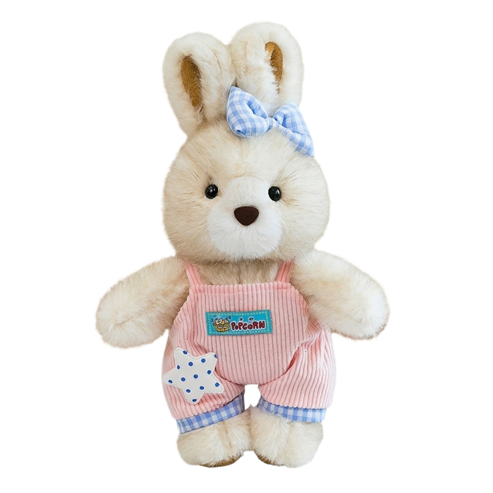 Vintage Couple - Dressed Bunny Plush Toy, Retro - Style Outfit, Soft Stuffed Animal with Bow Accent, Cuddly Companion for Kids, Decor for Nursery, Gift for Birthdays, Holidays